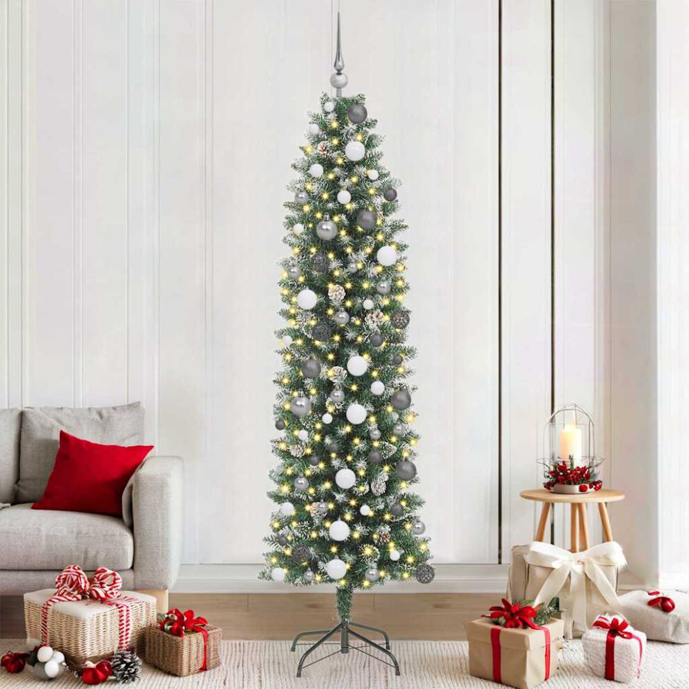 Vidaxl (210 Cm) Artificial Slim Christmas Tree With Stand Xmas Tree Decoration Pvc