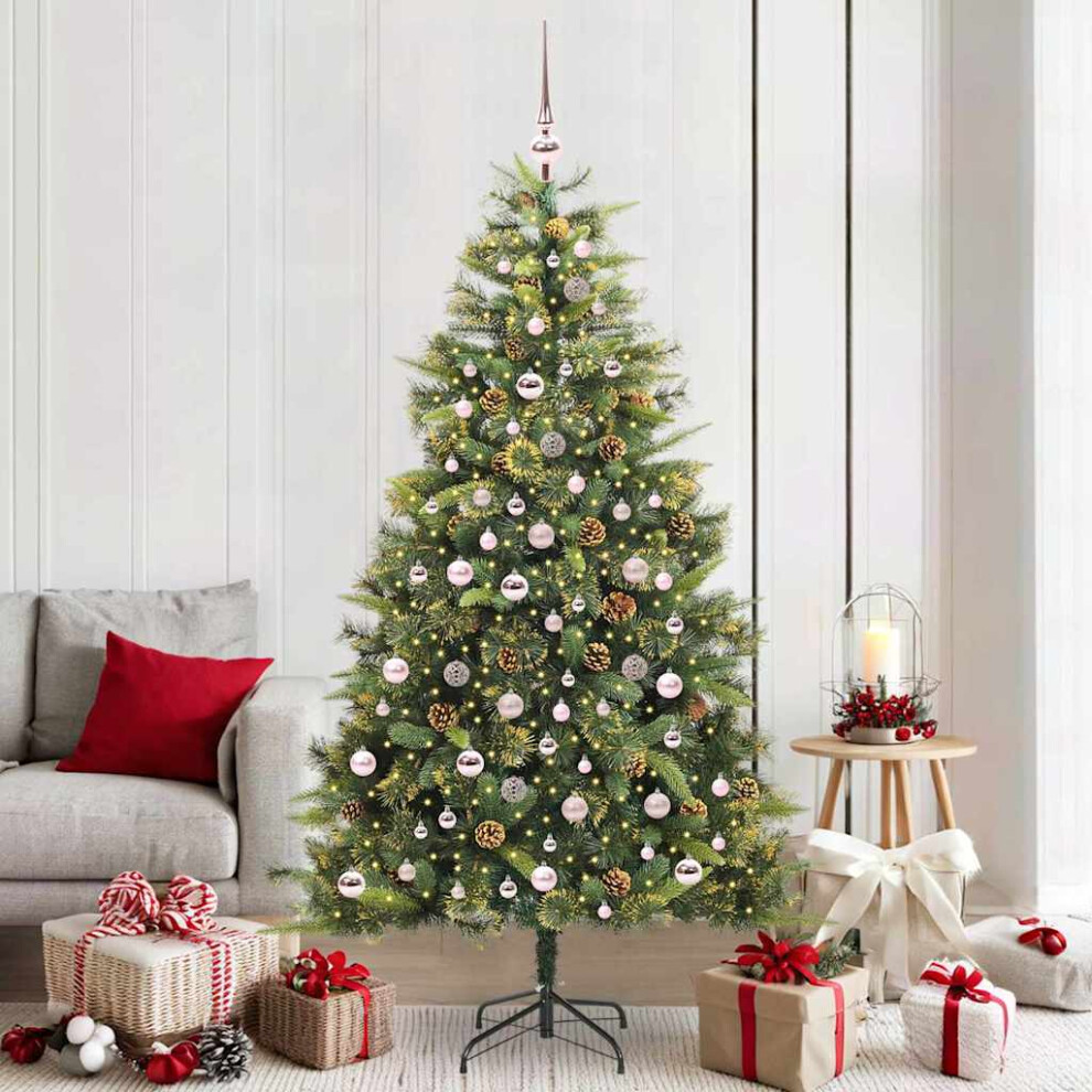 Vidaxl Artificial Hinged Christmas Tree With Cones Green 210 Cm