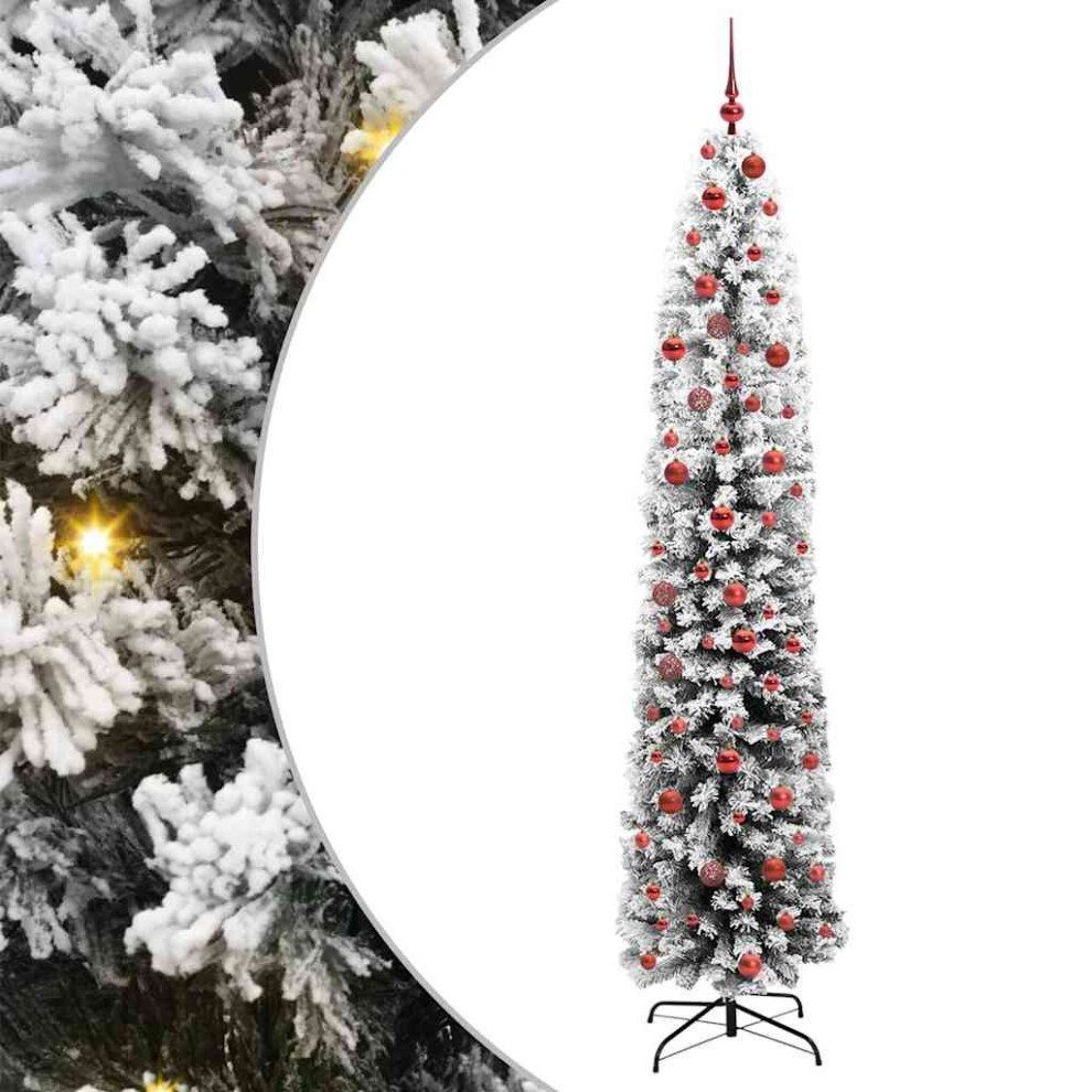 Vidaxl (Green And White, 210 Cm) Slim Artificial Christmas Tree Decoration Artificial Tree Xmas Tree