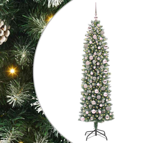 VidaXL vidaXL Artificial Slim Christmas Tree Green and White 180 cm