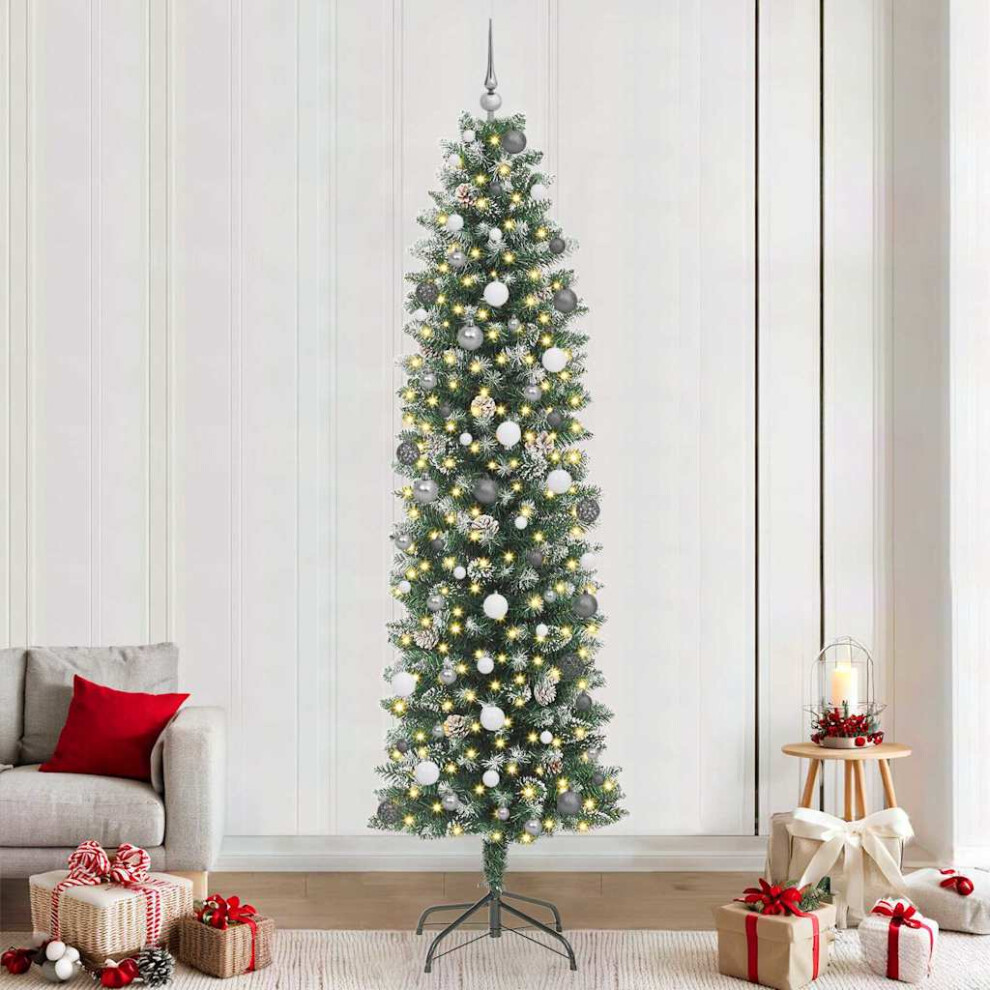 Vidaxl (240 Cm) Artificial Slim Christmas Tree With Stand Xmas Tree Decoration Pvc