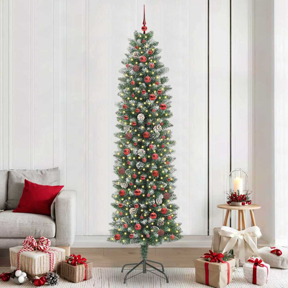 Vidaxl (240 Cm) Artificial Slim Christmas Tree With Stand Xmas Tree Decoration Pvc