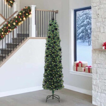 vidaXL Artificial Christmas Tree with 300 LEDs with Stand Green 240 cm