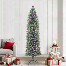 vidaXL Artificial Slim Christmas Tree Green and White 240 cm