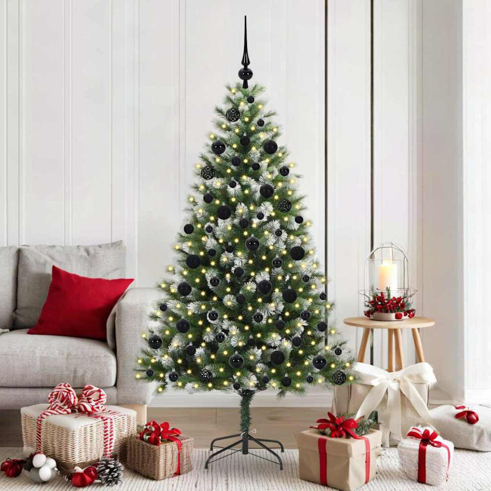Vidaxl Artificial Hinged Christmas Tree With Flocked Snow 300 Leds