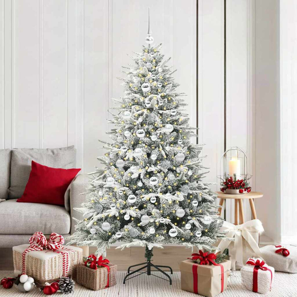 Vidaxl (Green And White, 180 X 110 Cm) Artificial Christmas Tree Leds & Ball Set Multi Colours Multi Sizes