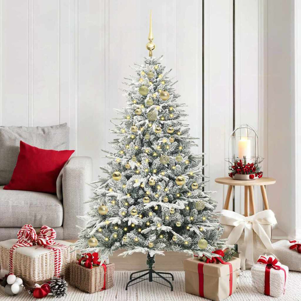 Vidaxl (Green And White, 150 X 90 Cm) Artificial Christmas Tree Leds & Ball Set Multi Colours Multi Sizes