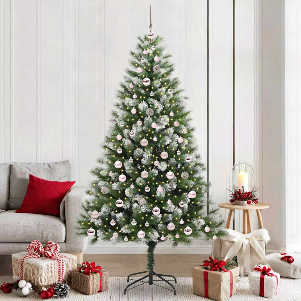 Vidaxl Artificial Hinged Christmas Tree With Flocked Snow 300 Leds