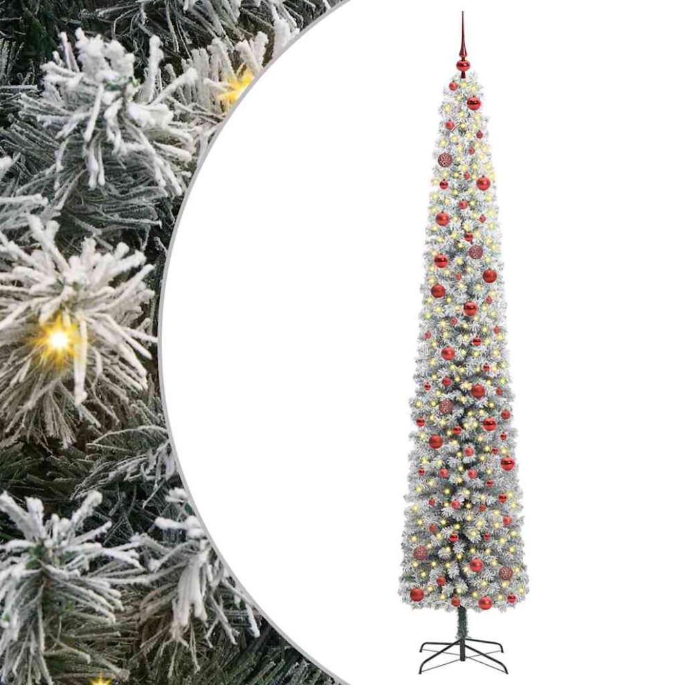 Vidaxl (Green And White, 270 Cm) Slim Artificial Christmas Tree Decoration Artificial Tree Xmas Tree