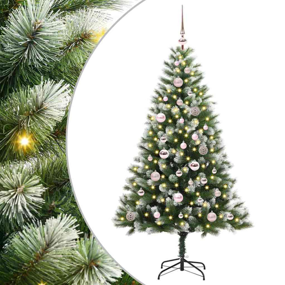 Vidaxl Artificial Hinged Christmas Tree With Flocked Snow 150 Leds