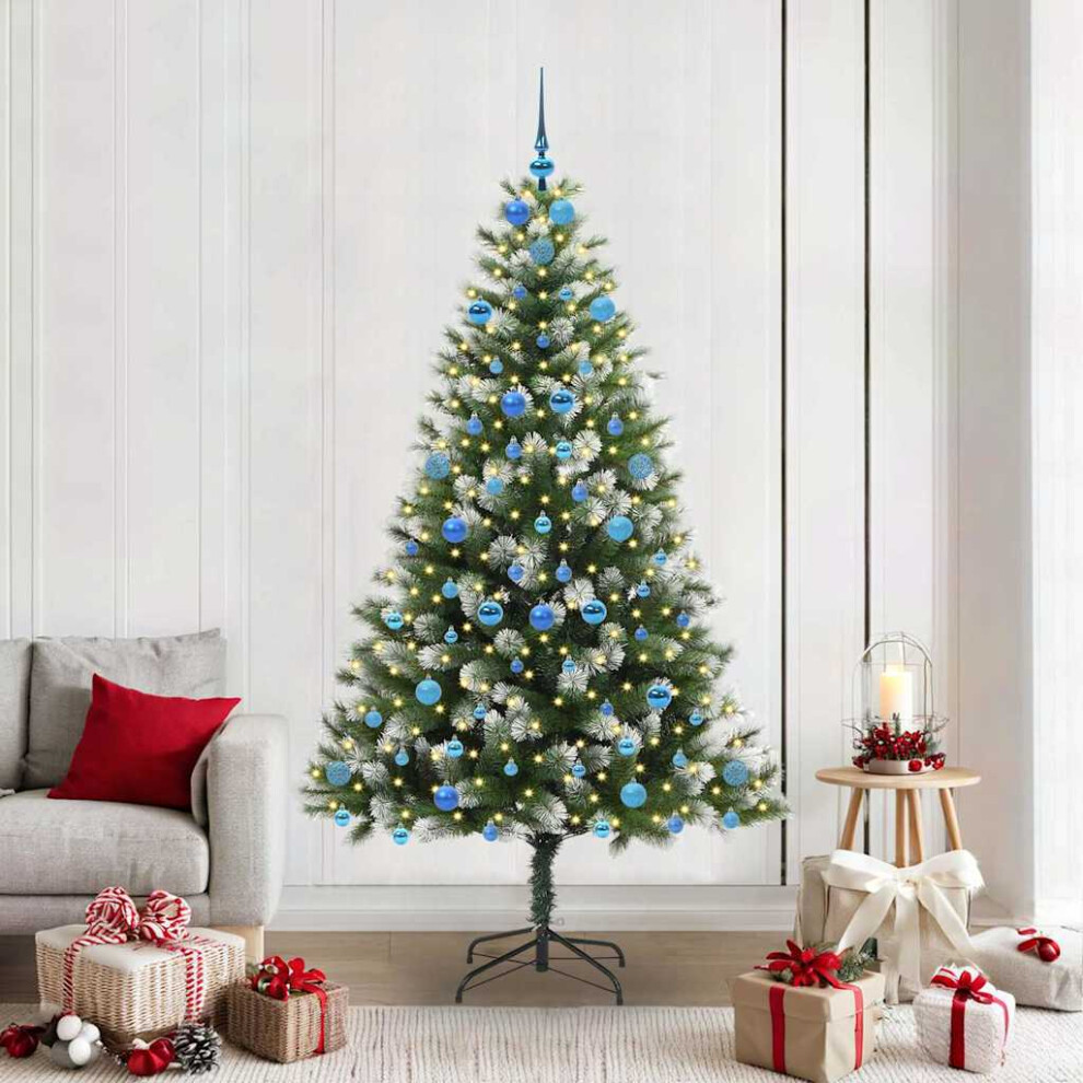 Vidaxl Artificial Hinged Christmas Tree With Flocked Snow 300 Leds