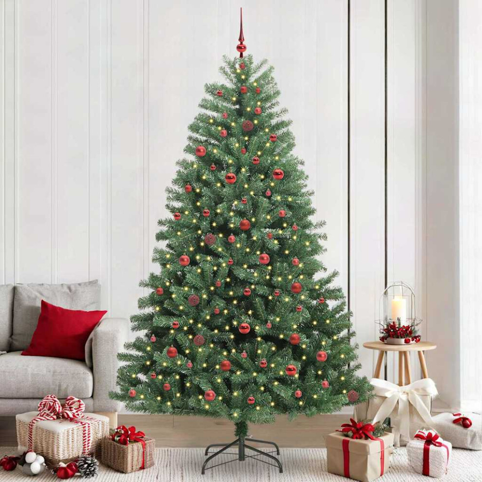 Vidaxl (Green, 240 Cm) Artificial Hinged Christmas Tree Pvc And Metal Display Festive Indoor