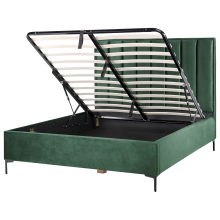 Ottoman Bed SEZANNE Velvet Dark Green 160 x 200 cm (EU King Size)