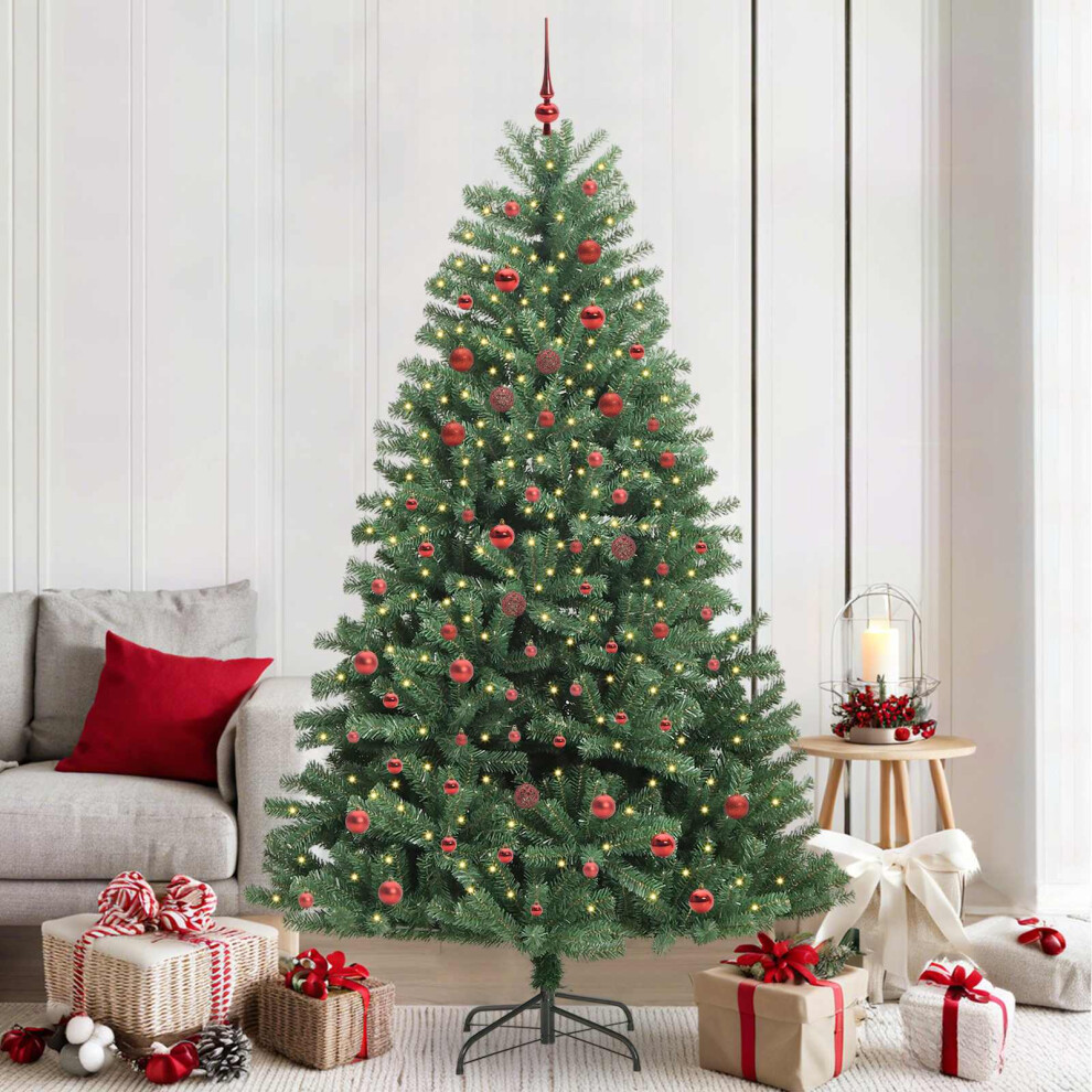Vidaxl (Green, 210 Cm) Artificial Hinged Christmas Tree Pvc And Metal Display Festive Indoor