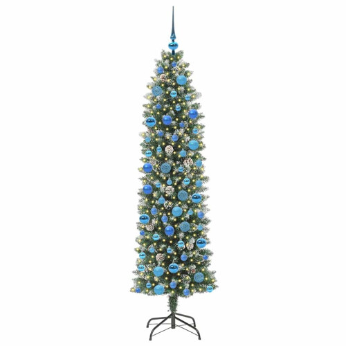 VidaXL vidaXL Artificial Slim Christmas Tree Green and White 180 cm 2