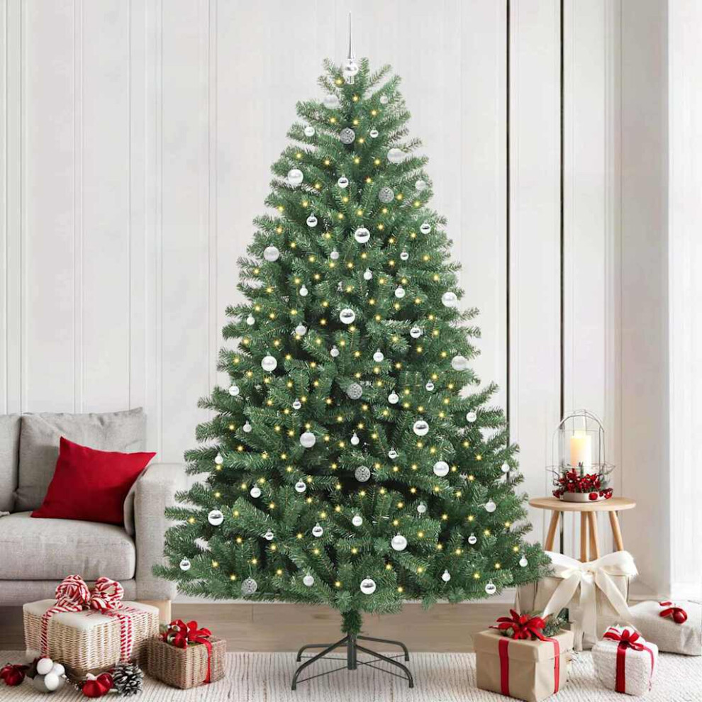Vidaxl (Green, 240 Cm) Artificial Hinged Christmas Tree Pvc And Metal Display Festive Indoor