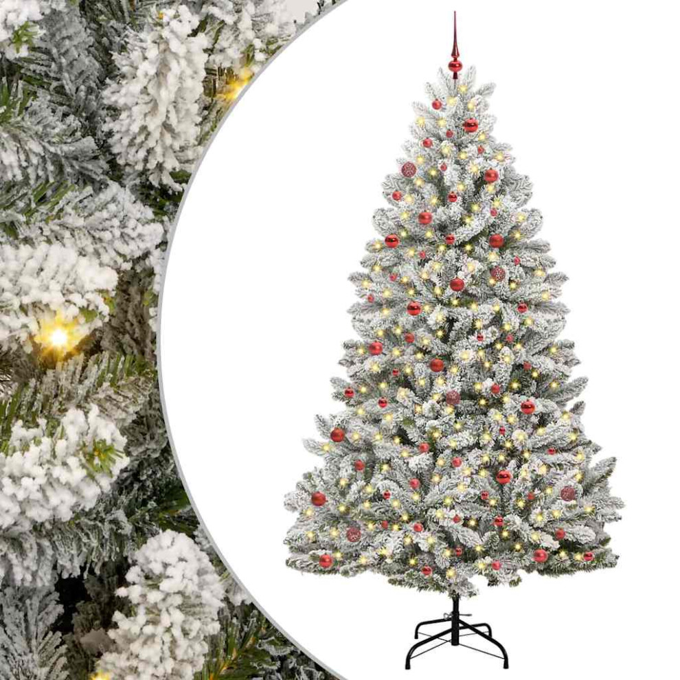 Vidaxl (Green And White, Ø 128 X 270 Cm) Artificial Hinged Christmas Tree Indoor And Sheltered Outdoor Tree