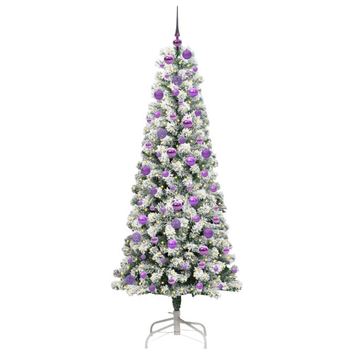 VidaXL vidaXL Artificial Hinged Christmas Tree Green and White 180 cm 2