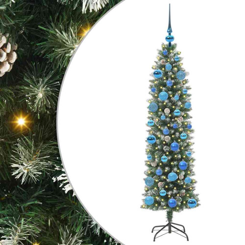 VidaXL vidaXL Artificial Slim Christmas Tree Green and White 150 cm 1