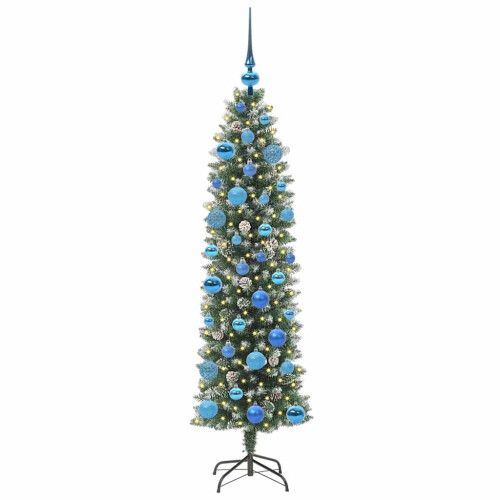 VidaXL vidaXL Artificial Slim Christmas Tree Green and White 150 cm 2