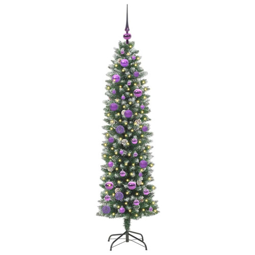 VidaXL vidaXL Artificial Slim Christmas Tree Green and White 150 cm 2