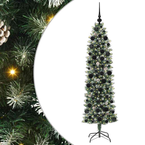 VidaXL vidaXL Artificial Slim Christmas Tree Green and White 180 cm 1