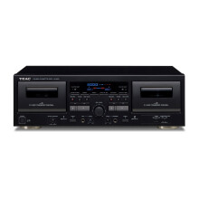Teac Twin Cassette Deck W1200 Black with USB Digital Output & Noise Reduction