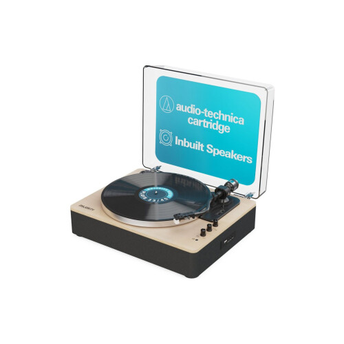 Majority Folio Turntable Bluetooth USB System with Built-in Speakers Black
