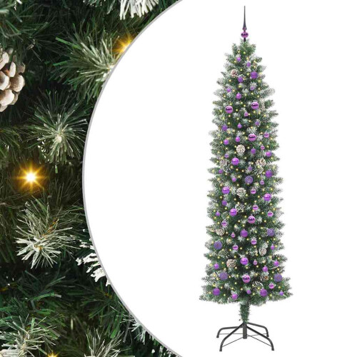 VidaXL vidaXL Artificial Slim Christmas Tree Green and White 240 cm 1