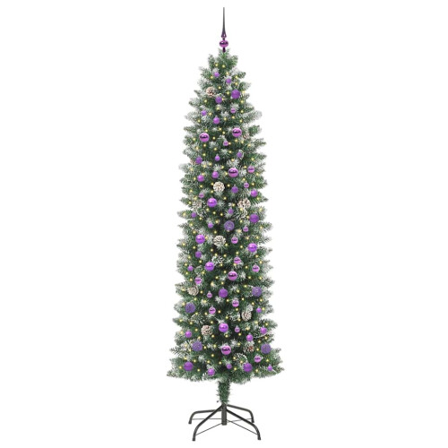 VidaXL vidaXL Artificial Slim Christmas Tree Green and White 240 cm 2