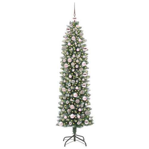 VidaXL vidaXL Artificial Slim Christmas Tree Green and White 180 cm 1
