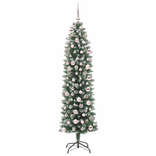 VidaXL vidaXL Artificial Slim Christmas Tree Green and White 180 cm 2
