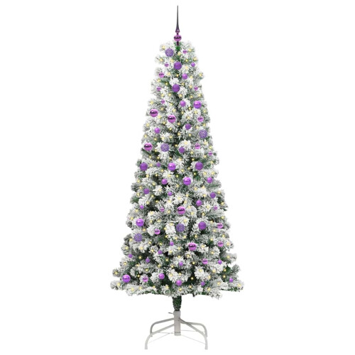 VidaXL vidaXL Artificial Hinged Christmas Tree Green and White 240 cm 2