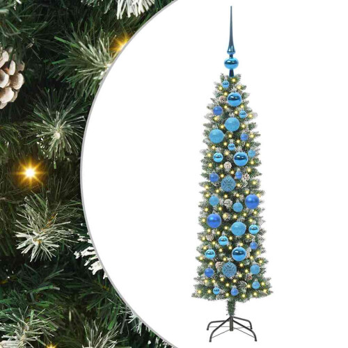 VidaXL vidaXL Artificial Slim Christmas Tree Green and White 120 cm 1