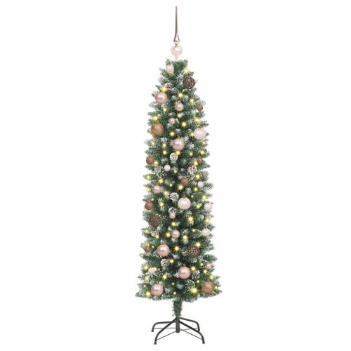 VidaXL vidaXL Artificial Slim Christmas Tree Green and White 150 cm 2
