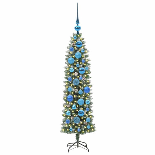 VidaXL vidaXL Artificial Slim Christmas Tree Green and White 120 cm 2