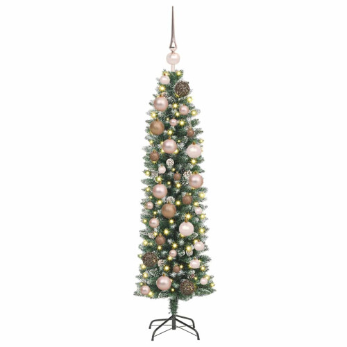VidaXL vidaXL Artificial Slim Christmas Tree Green and White 120 cm 2