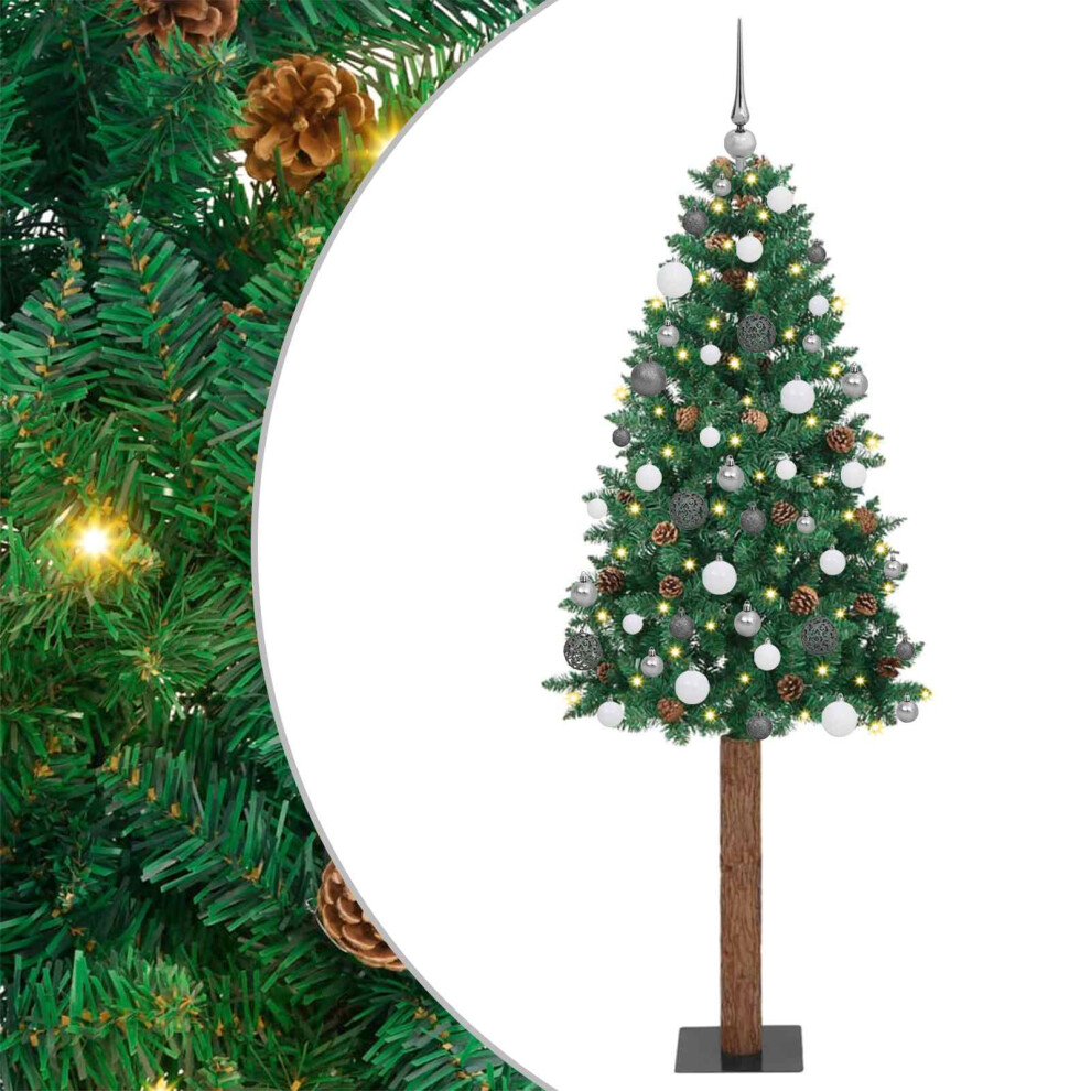 Vidaxl (Green, 180 Cm) Slim Christmas Tree With Leds & Ball Set Multi Colours Multi Sizes