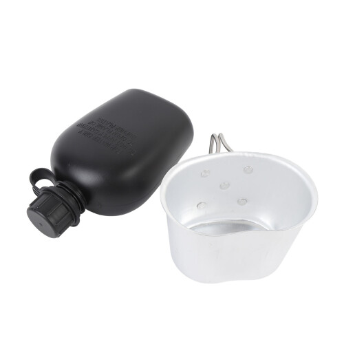 Feldflasche 1L Outdoor schwarz mit Zubehör 2