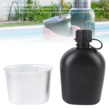 Feldflasche 1L Outdoor schwarz mit Zubehör