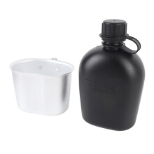 Trinkflasche 1L Outdoor schwarz mit Zubehörset
