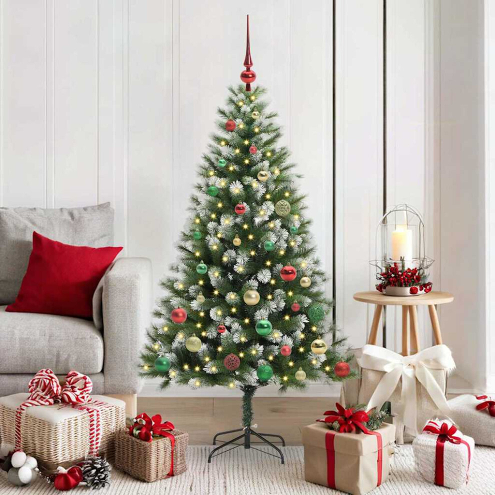 Vidaxl Artificial Hinged Christmas Tree With Flocked Snow 150 Leds