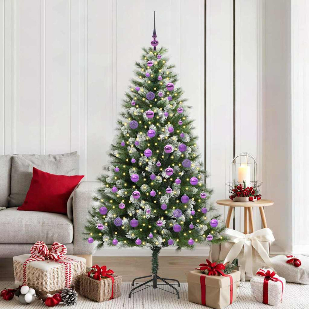 Vidaxl Artificial Hinged Christmas Tree With Flocked Snow 300 Leds
