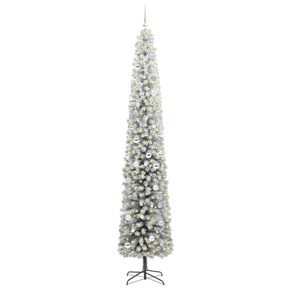 Vidaxl (Green And White, 270 Cm) Slim Artificial Christmas Tree Decoration Artificial Tree Xmas Tree