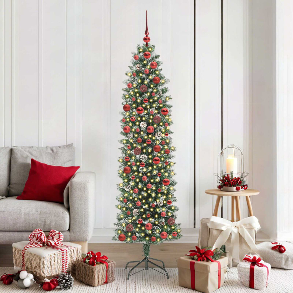 Vidaxl (180 Cm) Artificial Slim Christmas Tree With Stand Xmas Tree Decoration Pvc
