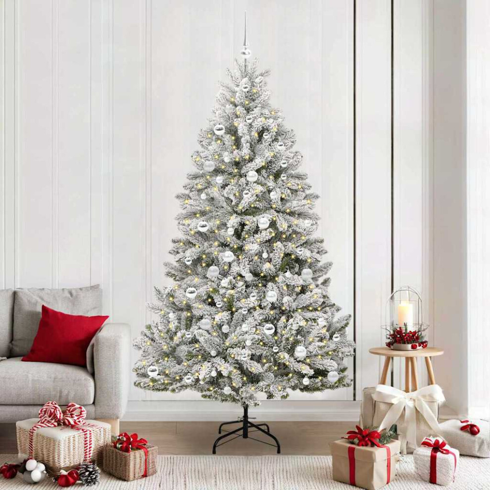 Vidaxl (Green And White, Ø 106 X 210 Cm) Artificial Hinged Christmas Tree Indoor And Sheltered Outdoor Tree