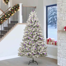 vidaXL Artificial Christmas Tree Green and White 240 cm PVC and Metal