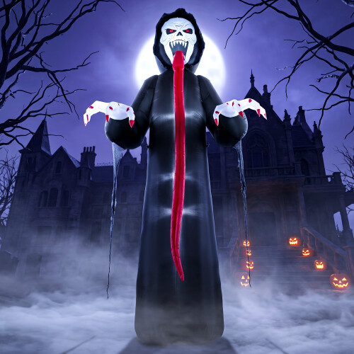 Outsunny Outsunny 10 FT Halloween Inflatable Skeleton with Built-in LED Lights