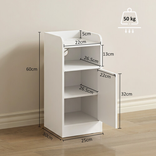 Homcom HOMCOM Slim Bedside Table Set of 2 with Charging Station, White 2
