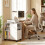 Homcom HOMCOM Mobile Printer Table with Drawers on Wheels for Home Office, White 8